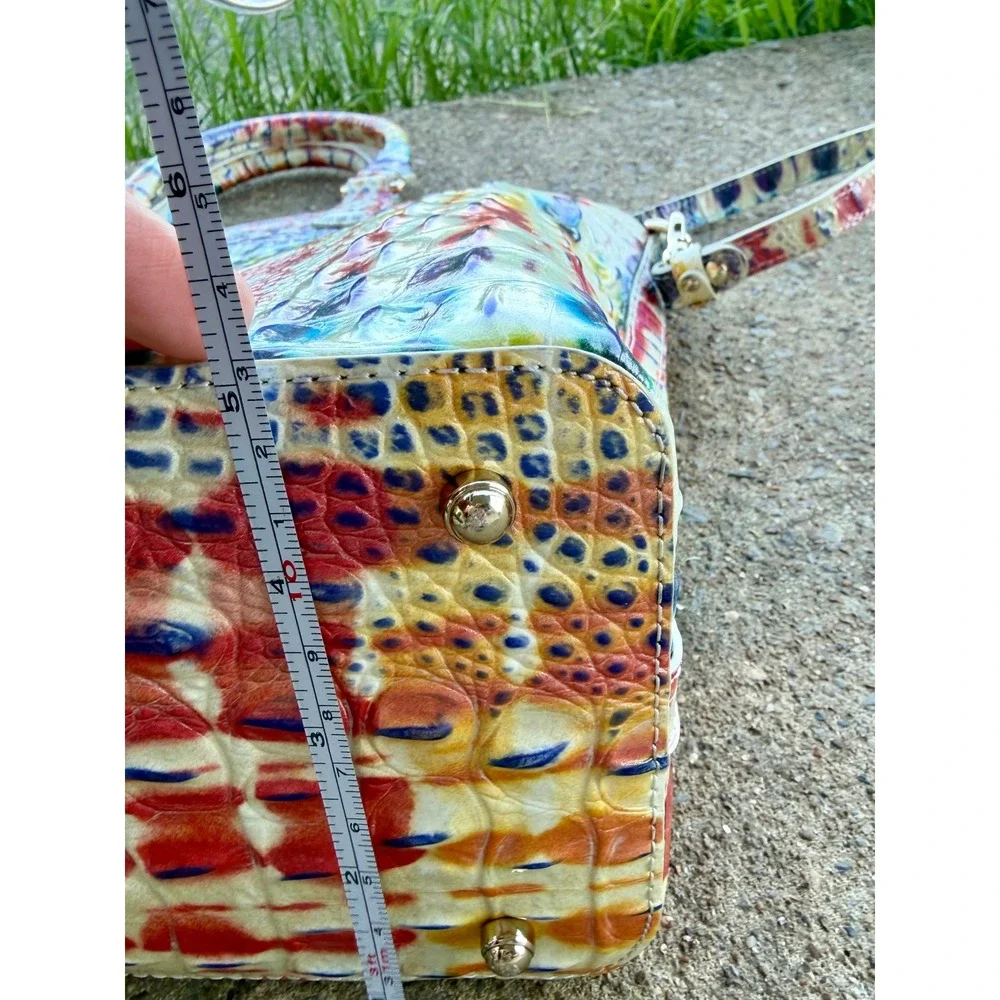 Brahmin Duxbury Satchel Rainbow Tie Dye Crocodile Embossed Leather Handbag